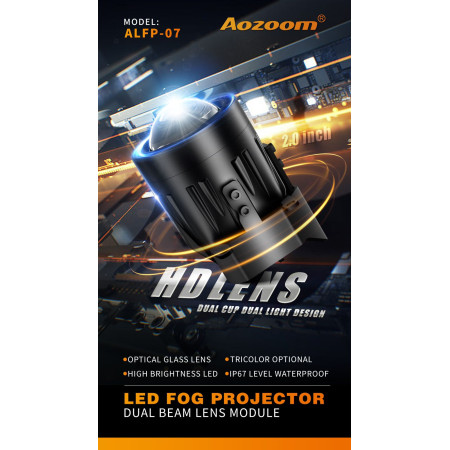 Aozoom 2.0 Inch Fog LED Projector Lens Kit | FLP 2030 | Plug N Play Socket | Suitable for Almost Cars with 3 inch Bumper Portion
